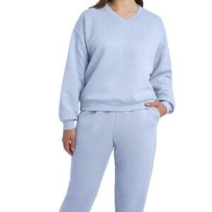 Women's Quilted 2-piece Lounge Set Blue (Brunnera Blue)